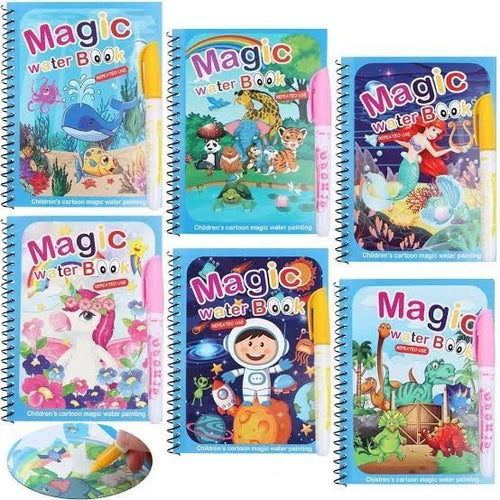 PACK OF 2:Magic Water Book, Water Drawing Book, Reusable Doddle Book with Pen for Kids